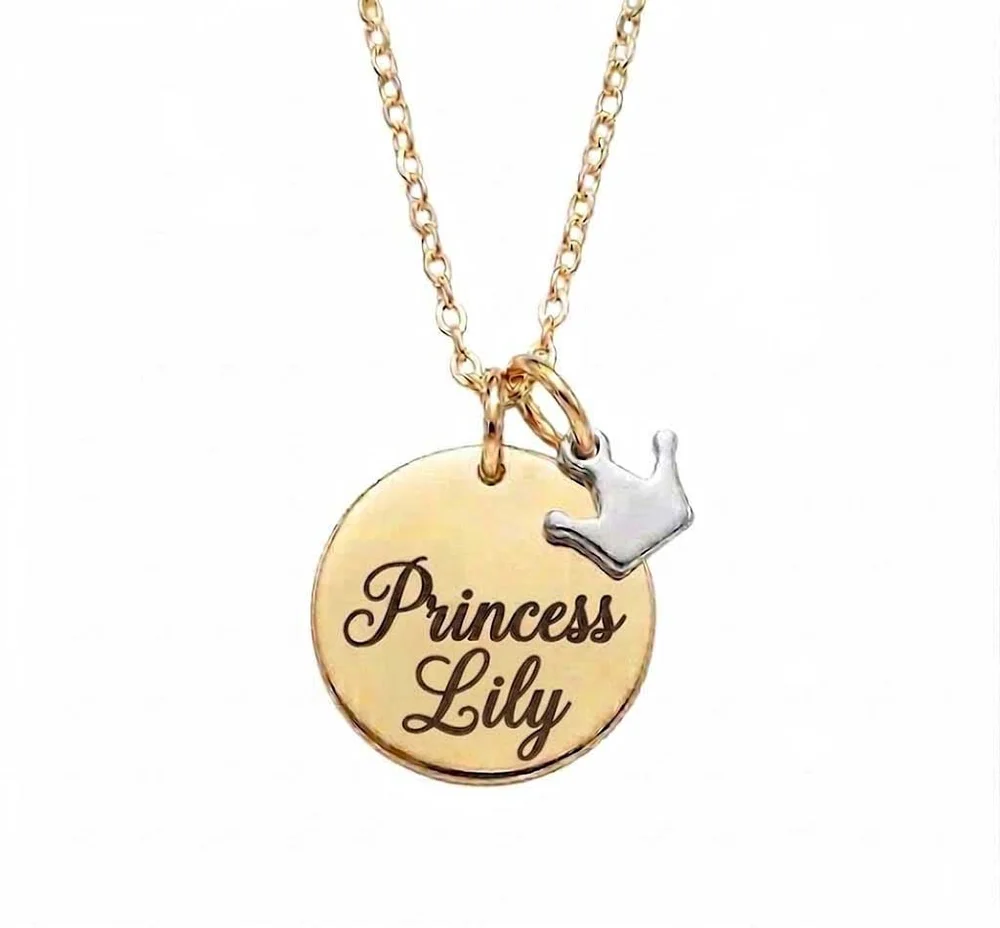 Little Princess Personalised Necklace - Gold Tone — view 3