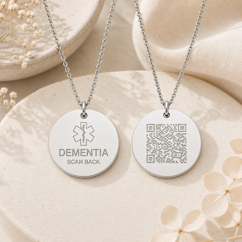 Personalised Dementia Medical ID Necklace with QR Emergency Information Page — view 9