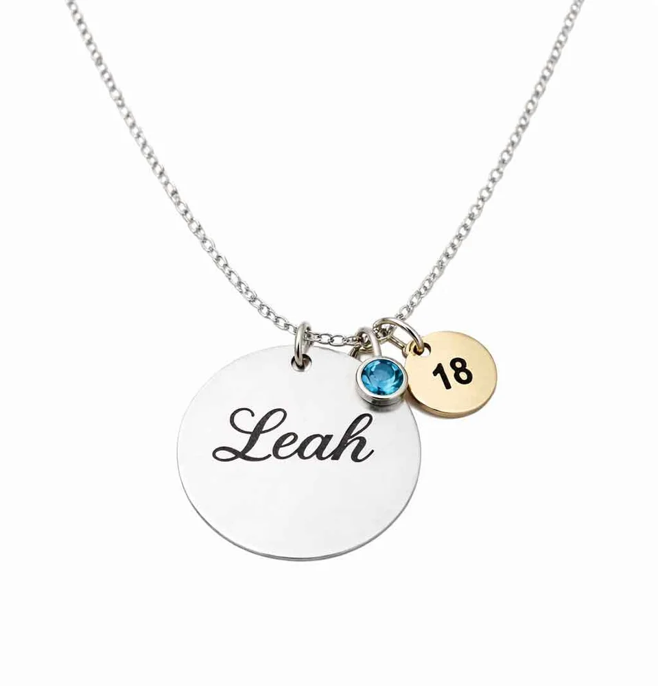 18th Birthday Necklace — Stainless Steel laser-engraved jewellery by EdenLily