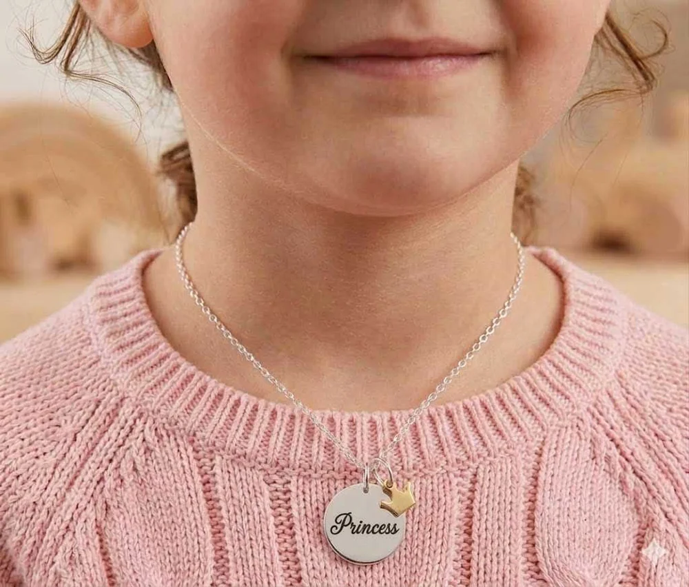 Little Princess Personalised Necklace - Silver Tone — view 3