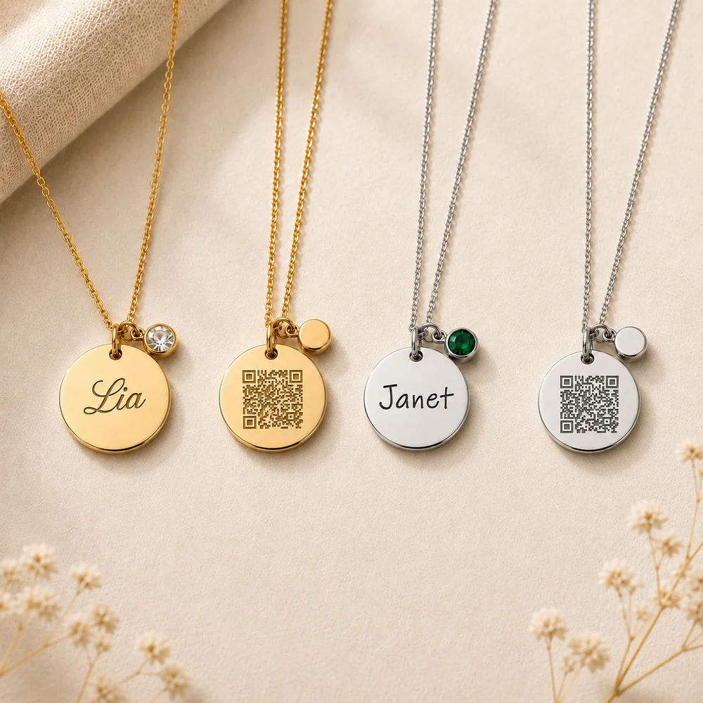 Birthstone Pendant Necklace — custom engraved jewellery by EdenLily