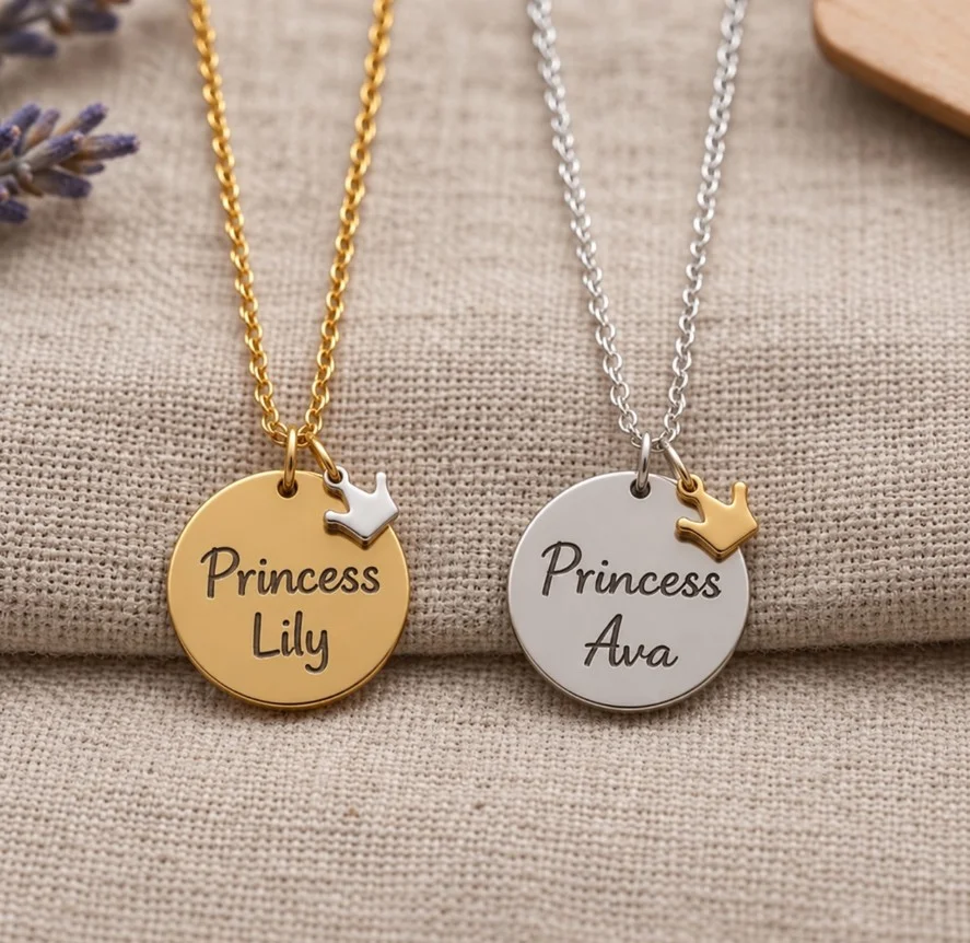 Personalised Princess Name Necklace — custom engraved jewellery by EdenLily