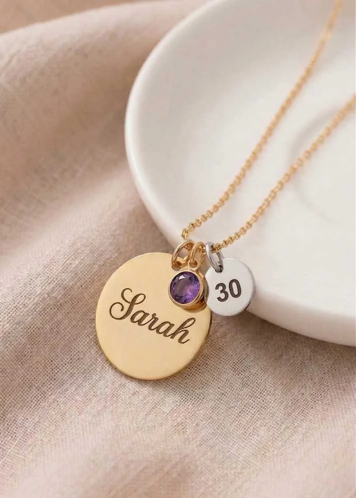 Gold Tone Personalised Birthday Necklace — view 3
