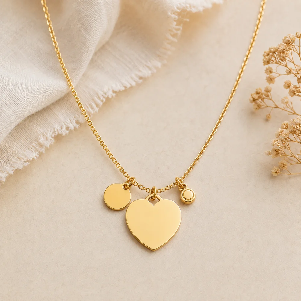Personalised Heart Necklace with Engraved Age Charm Gift — view 10