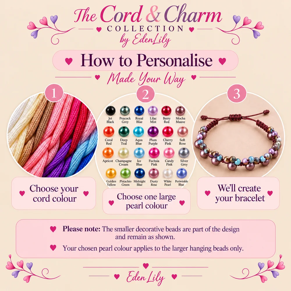 Cord & Charm Personalised Pearl Bead Cord Bracelet — view 12