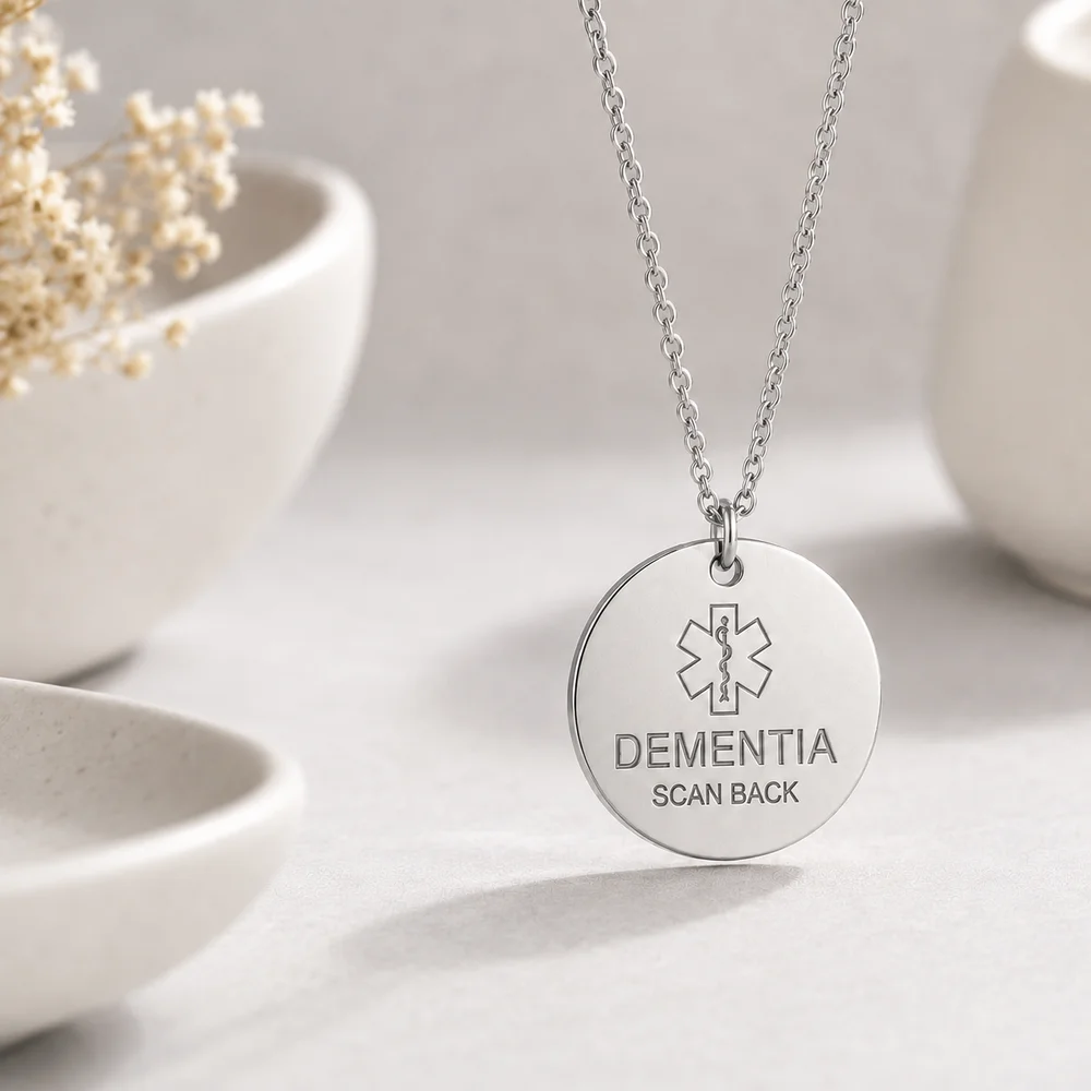Personalised Dementia Medical ID Necklace with QR Emergency Information Page — view 14