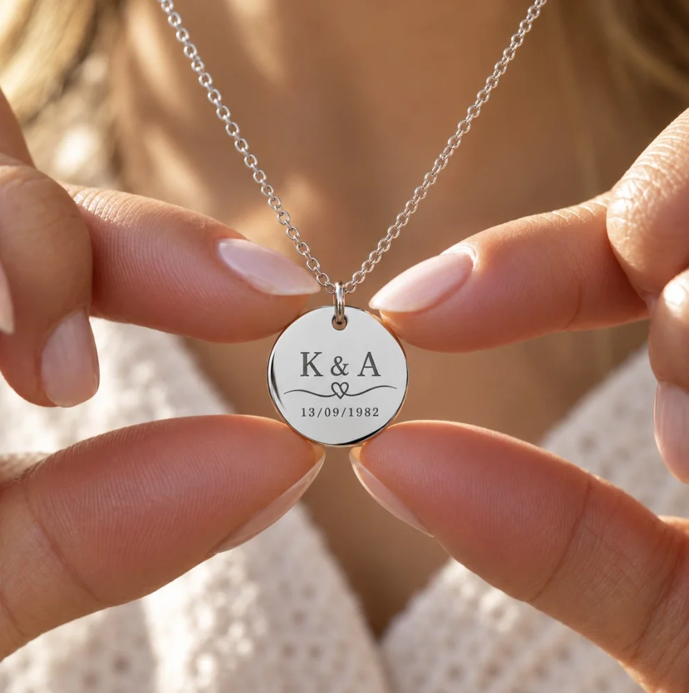 Personalised Initial & Date Necklace with Birthstone Option — view 5