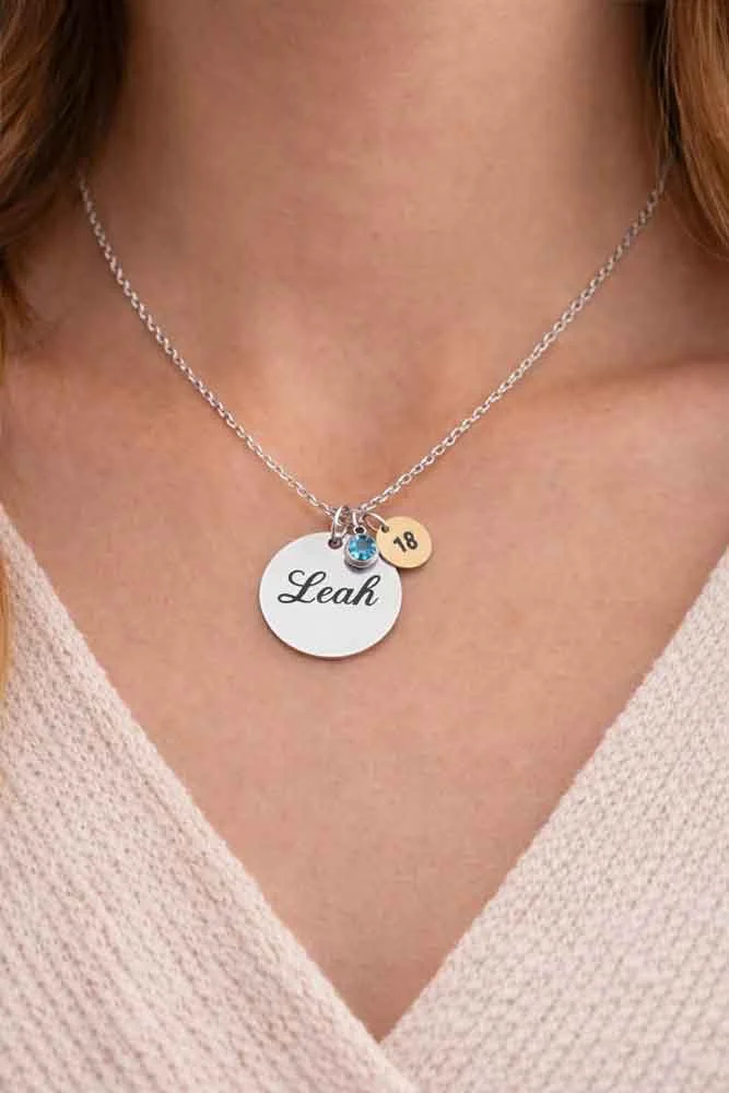 Silver Tone Personalised Birthday Necklace — view 5