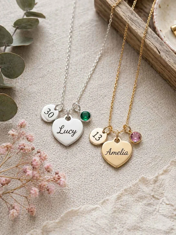 The 'Sweetheart' Custom Name & Age Necklace — custom engraved jewellery by EdenLily