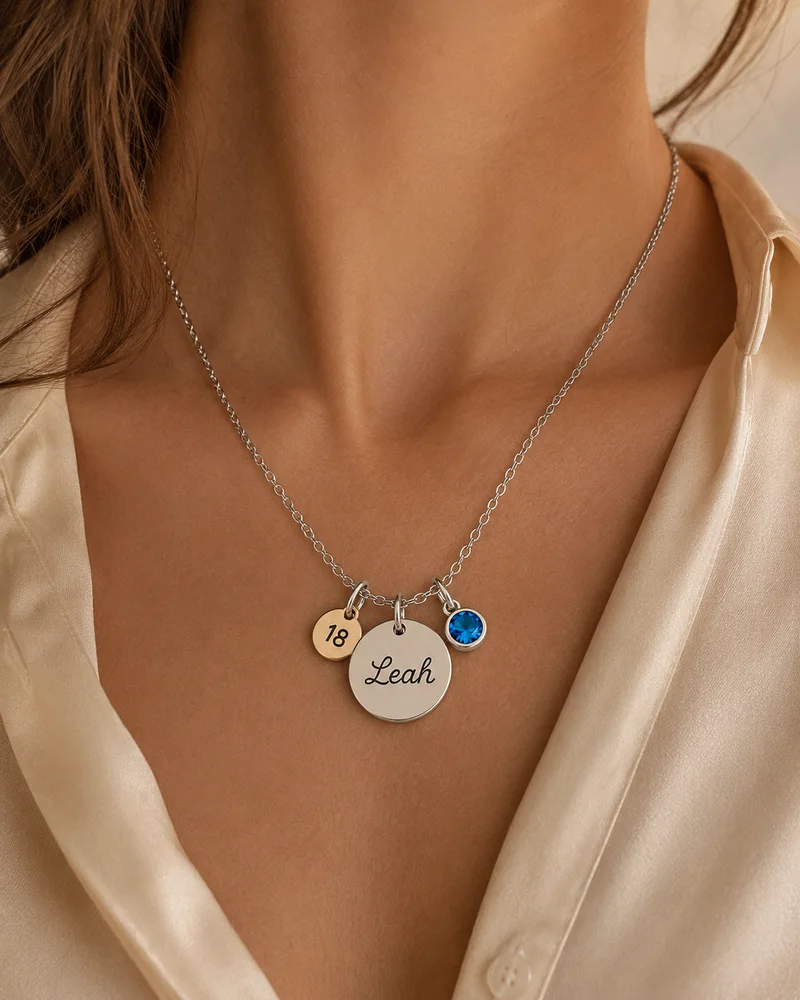 'My Birthday' Name & Age Charm Necklace — view 8