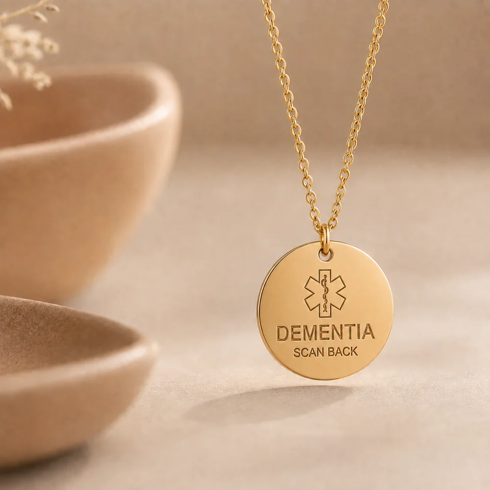 Personalised Dementia Medical ID Necklace with QR Emergency Information Page — view 13