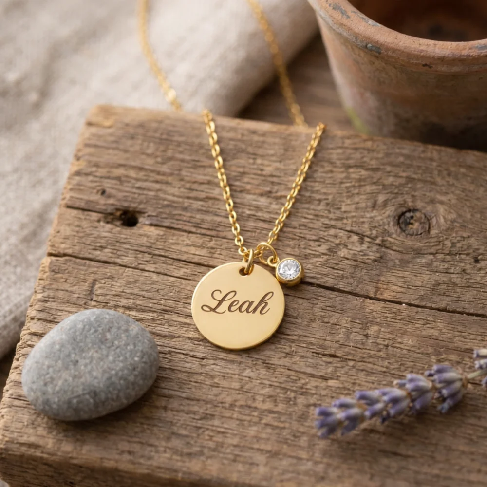 Birthstone Pendant Necklace - Gold Tone — laser-engraved jewellery by EdenLily