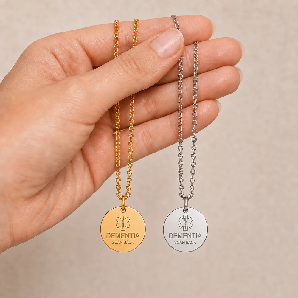 Personalised Dementia Medical ID Necklace with QR Emergency Information Page — view 6