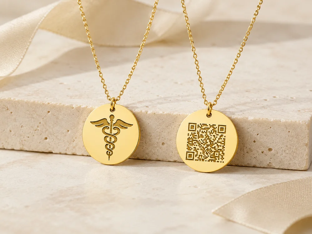 Personalised QR Medical ID Necklace - Scannable Emergency Information Pendant — view 6