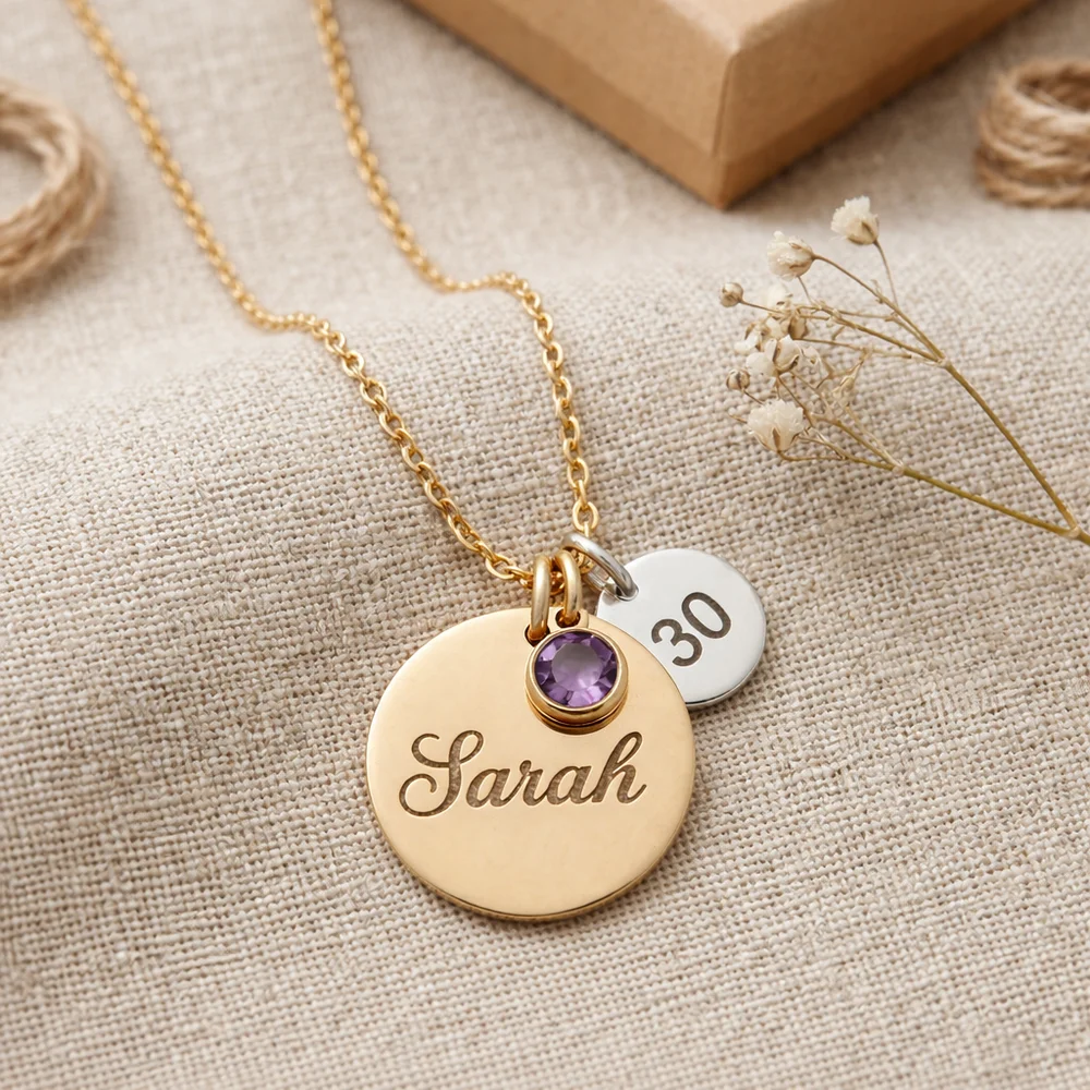 'My Birthday' Name & Age Charm Necklace — view 5