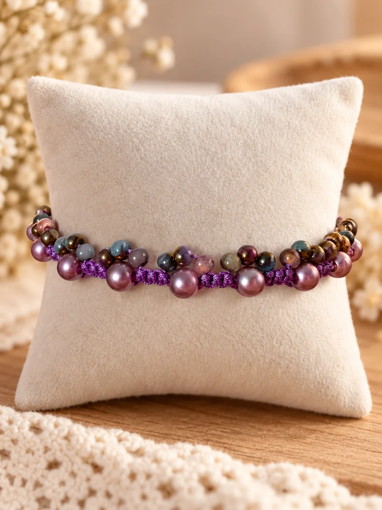 Cord & Charm Personalised Pearl Bead Cord Bracelet — view 2