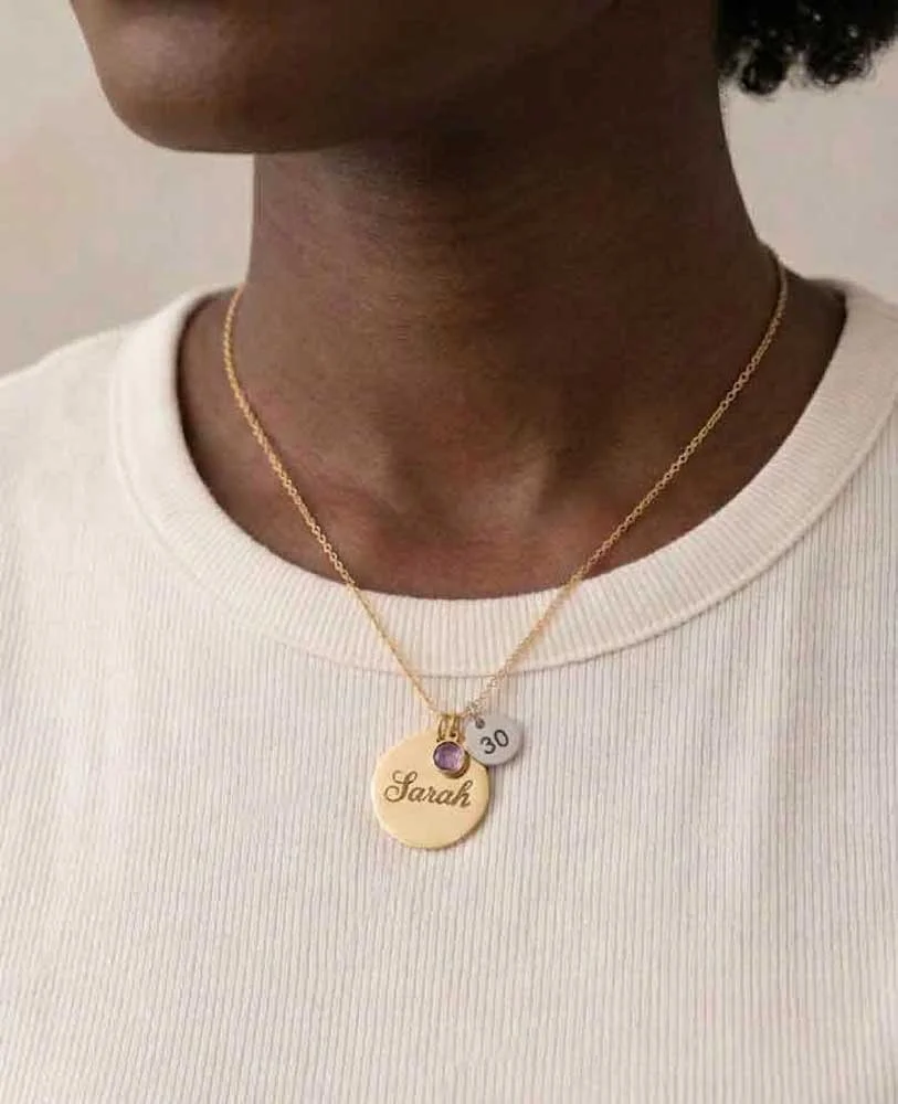 'My Birthday' Name & Age Charm Necklace — view 8