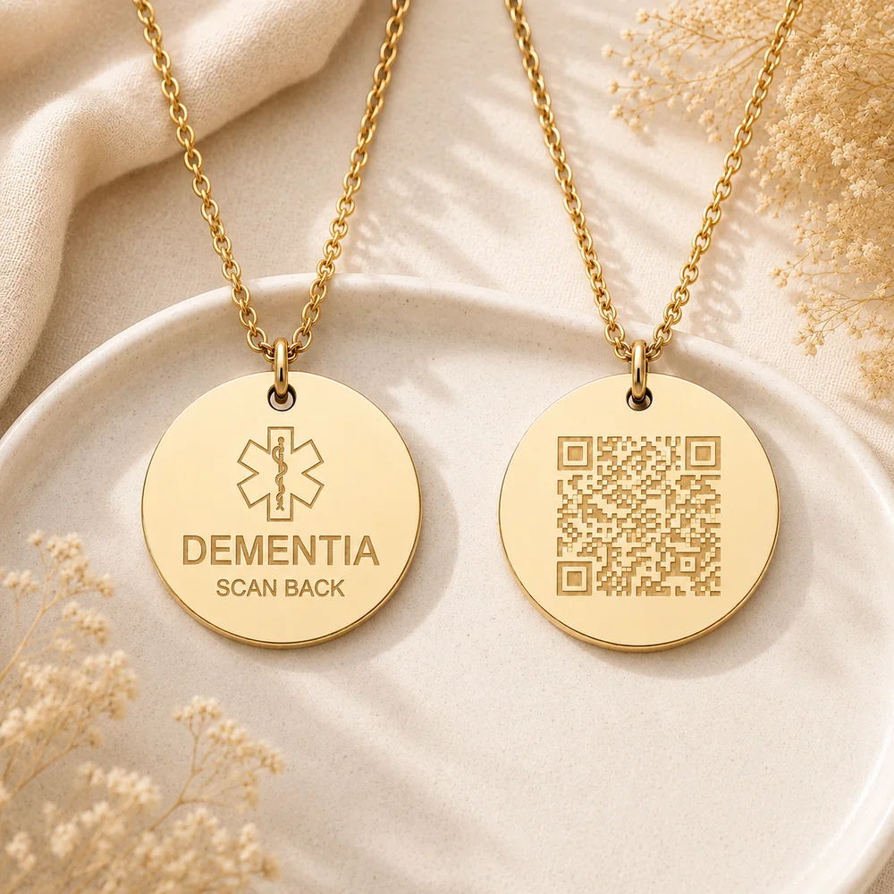 Personalised Dementia Medical ID Necklace with QR Emergency Information Page — view 10