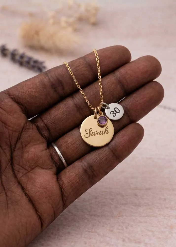 'My Birthday' Name & Age Charm Necklace — view 7