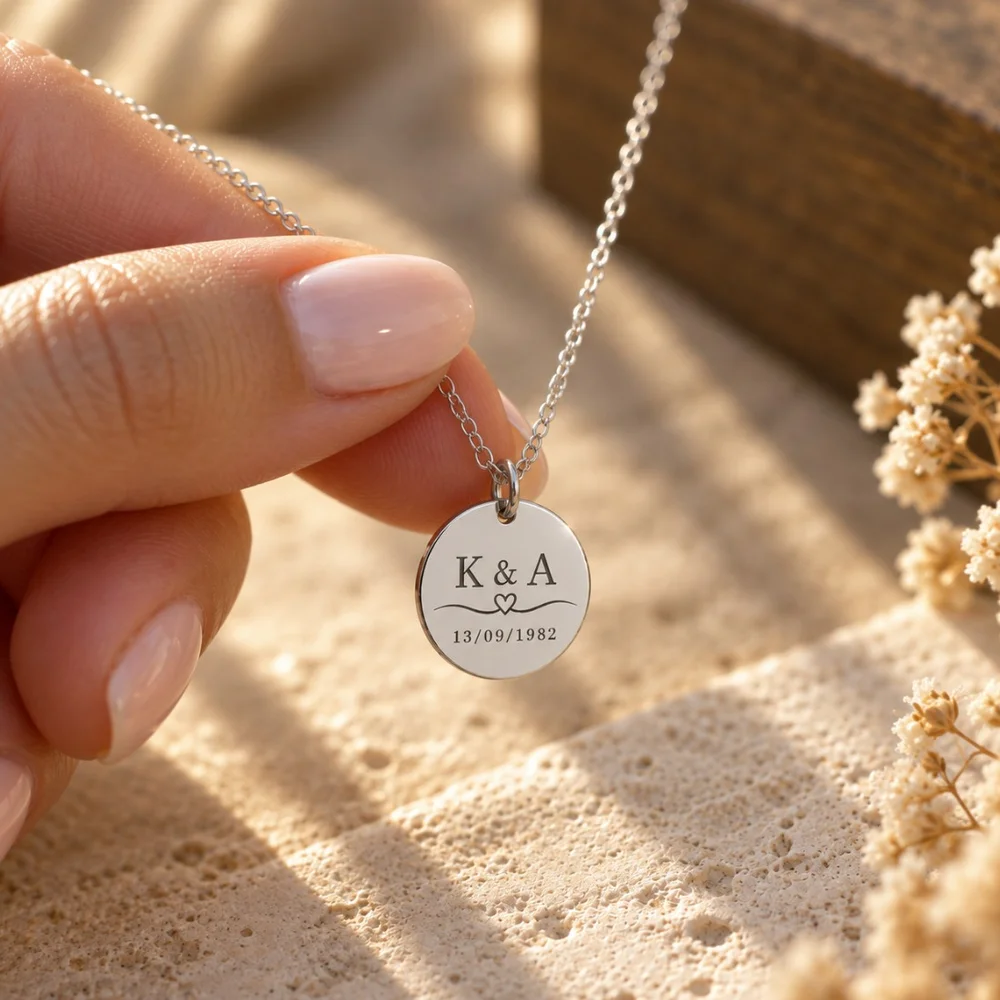 Personalised Initial & Date Necklace with Birthstone Option — view 12
