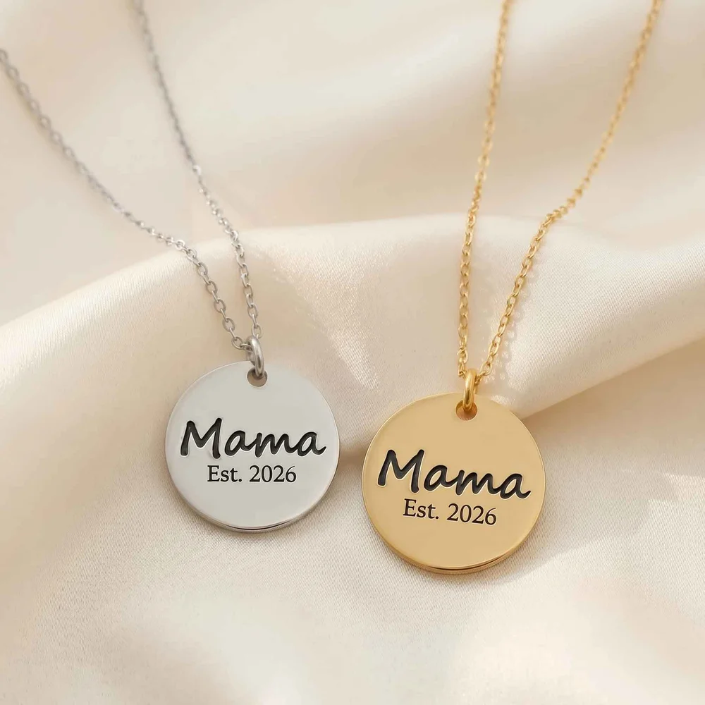 Mama EST. Year Personalised Necklace — custom engraved jewellery by EdenLily