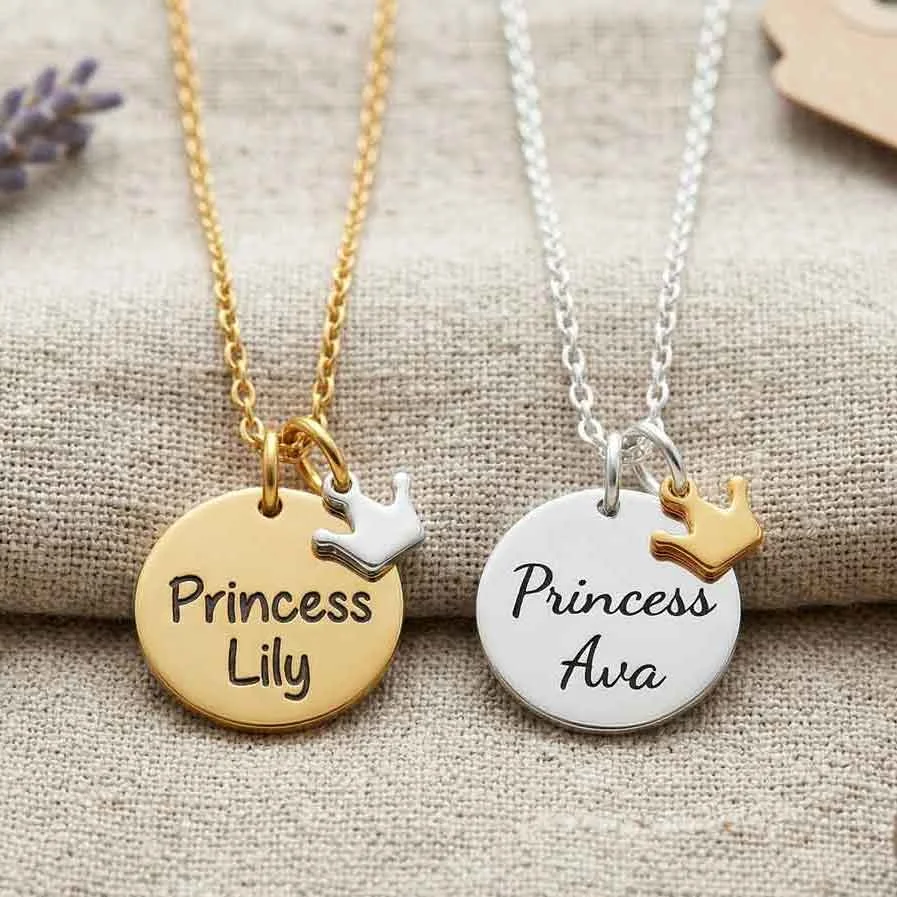 Little Princess Personalised Necklace  — Stainless Steel laser-engraved jewellery by EdenLily