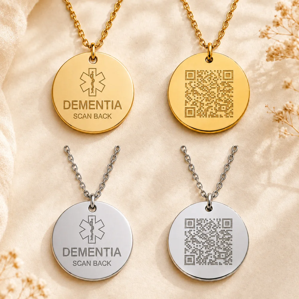 Personalised Dementia Medical ID Necklace with QR Emergency Information Page — view 12