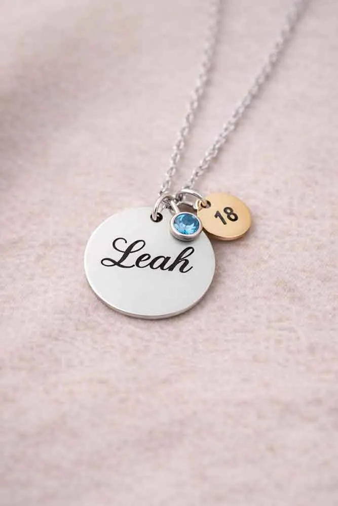Silver Tone Personalised Birthday Necklace — view 6