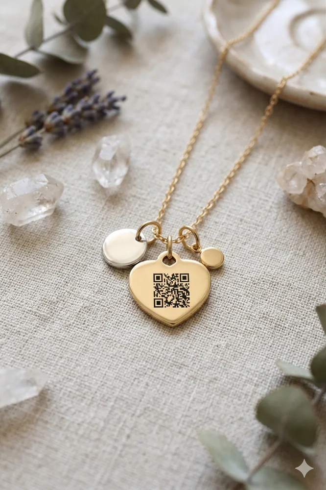 Personalised Heart Pendant Necklace with Engraved Age Charm – Gold Tone — view 5