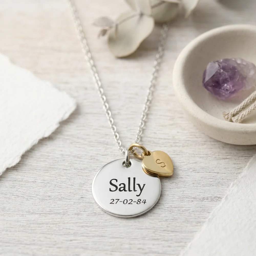 Engraved Pendant Necklace - Silver Tone — Stainless Steel laser-engraved jewellery by EdenLily