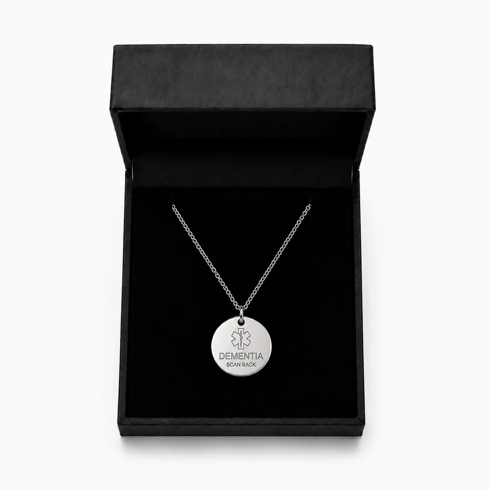 Personalised Dementia Medical ID Necklace with QR Emergency Information Page — view 16