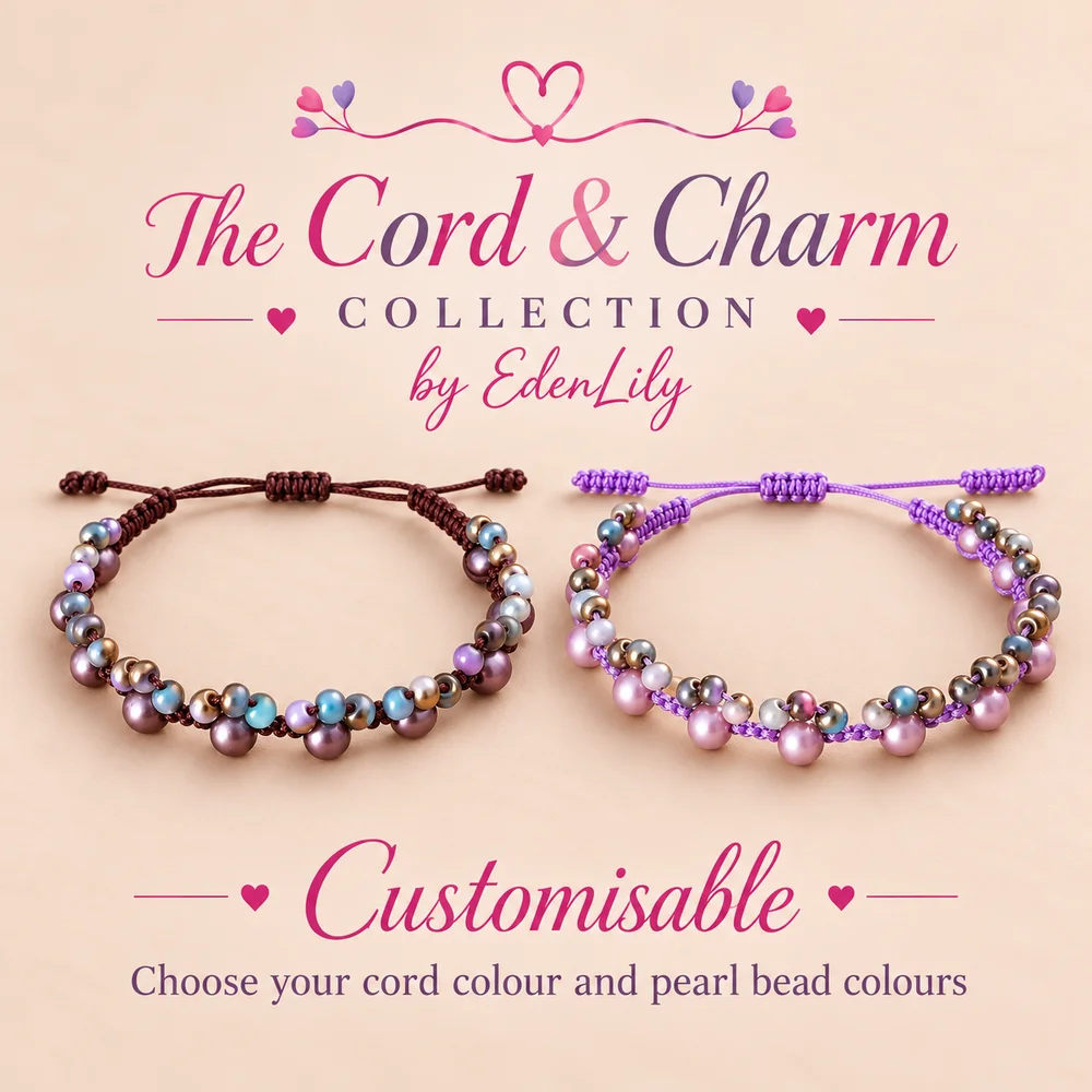 Cord & Charm Personalised Pearl Bead Cord Bracelet — view 7