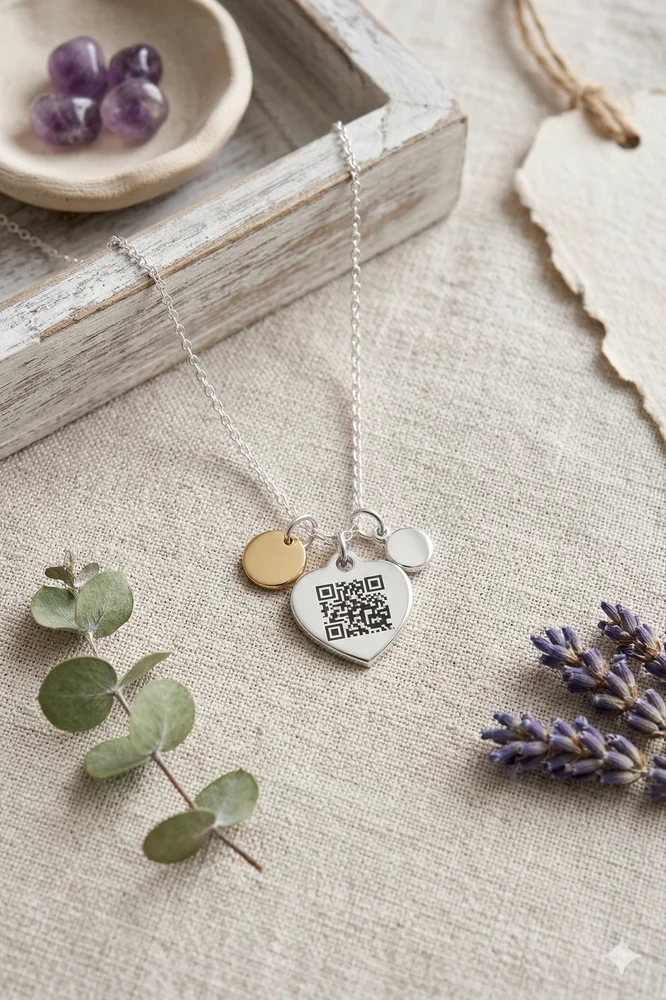 Personalised Heart Pendant Necklace with Engraved Age Charm – Silver Tone — view 3