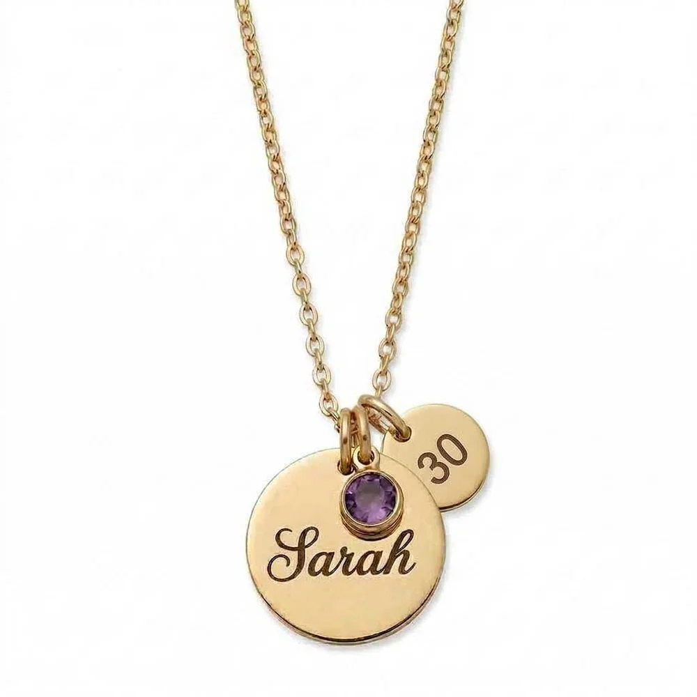 Gold Tone Personalised Birthday Necklace — view 2