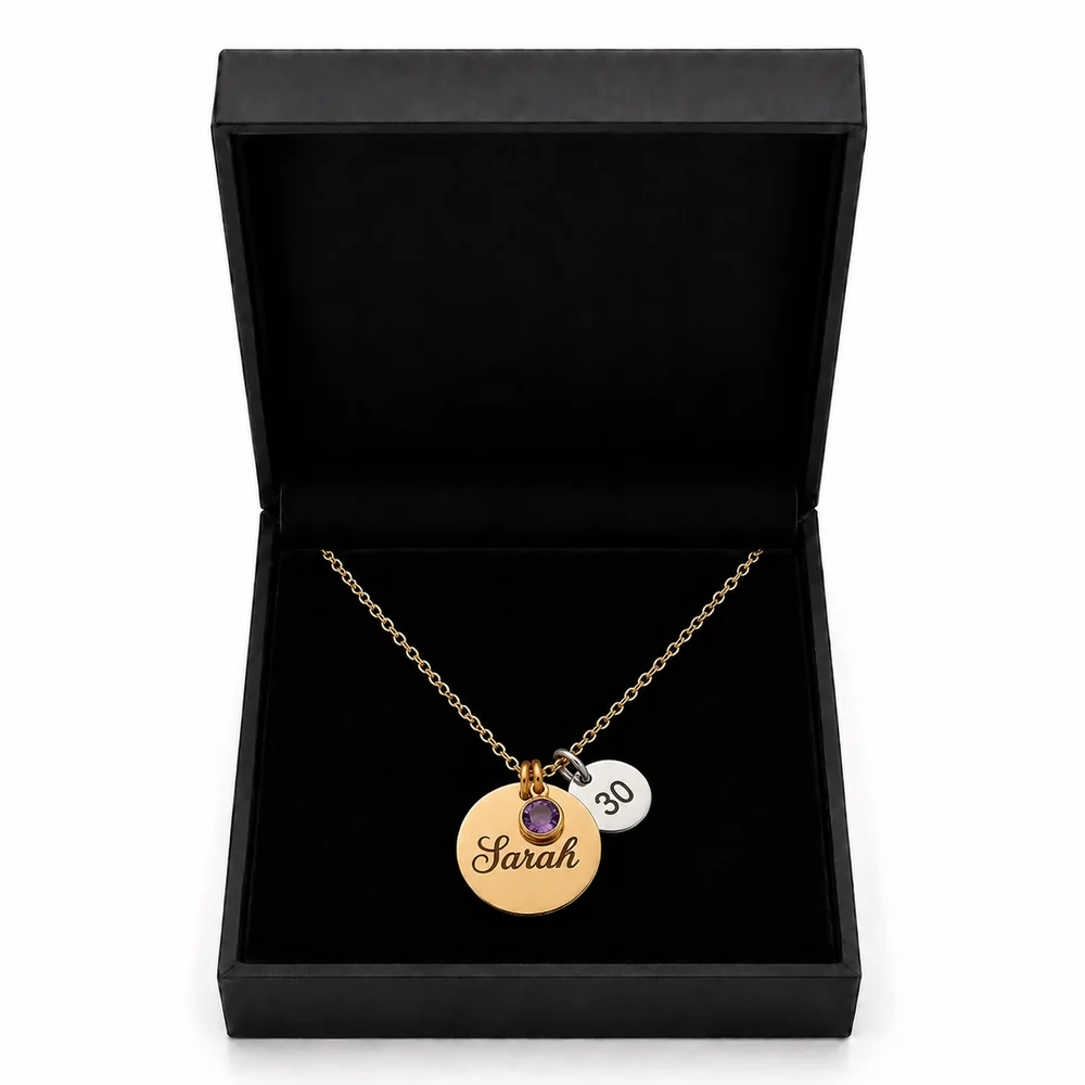 'My Birthday' Name & Age Charm Necklace — view 14