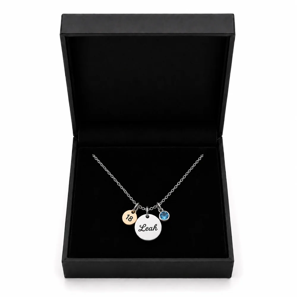 'My Birthday' Name & Age Charm Necklace — view 13