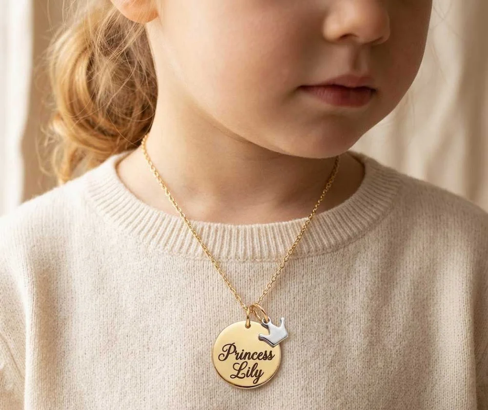 Little Princess Personalised Necklace - Gold Tone — view 4