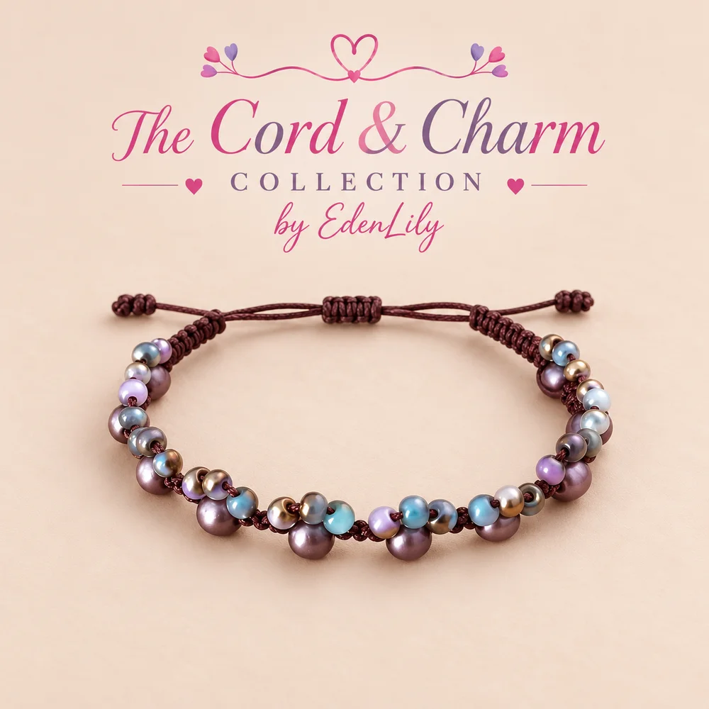 Cord & Charm Personalised Pearl Bead Cord Bracelet — view 6