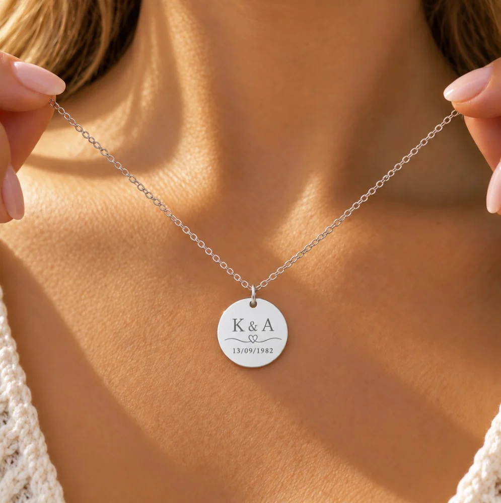 Personalised Initial & Date Necklace with Birthstone Option — view 12