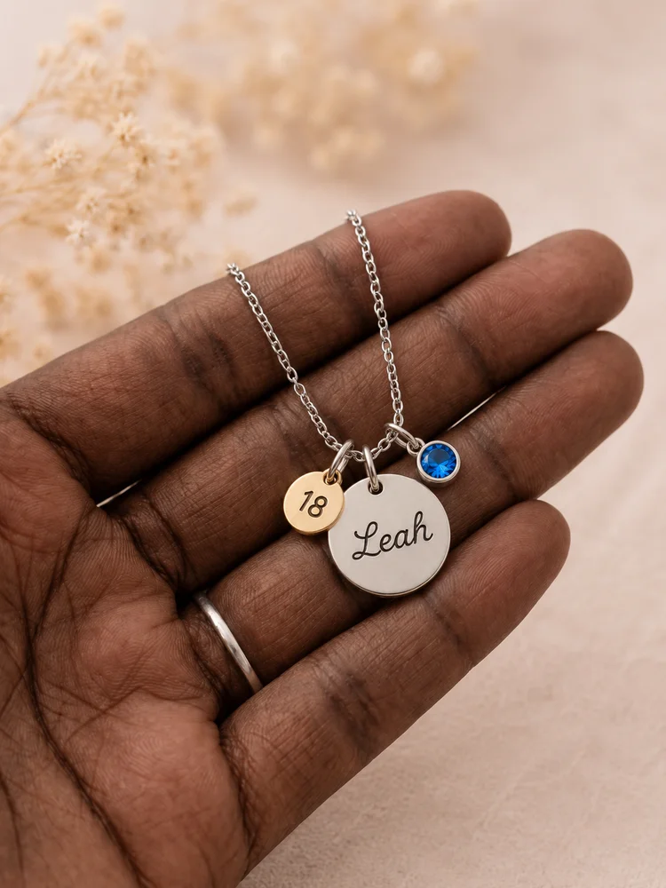 'My Birthday' Name & Age Charm Necklace — view 5
