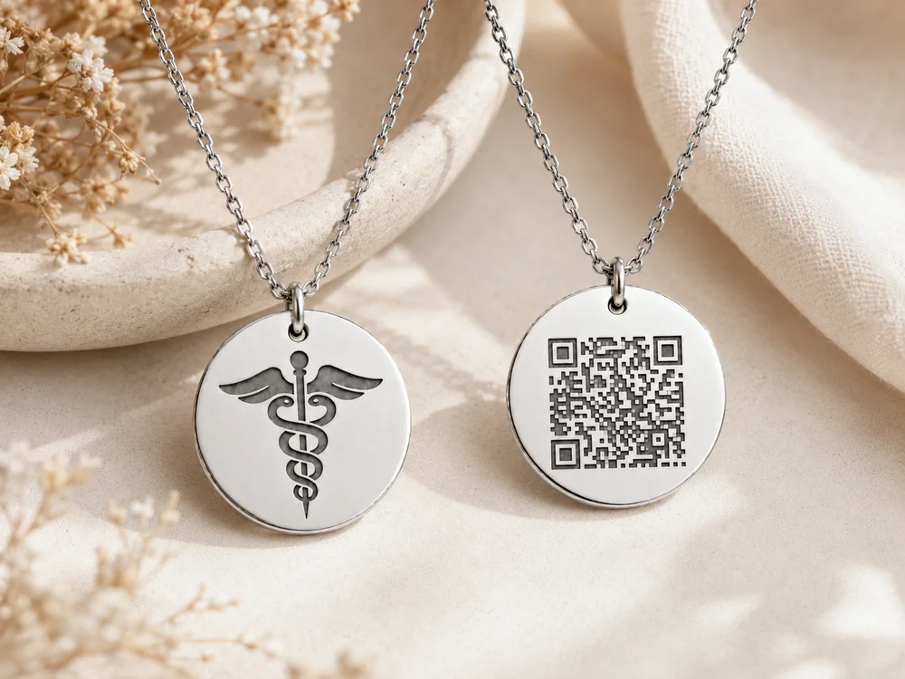 Personalised QR Medical ID Necklace - Scannable Emergency Information Pendant — view 7