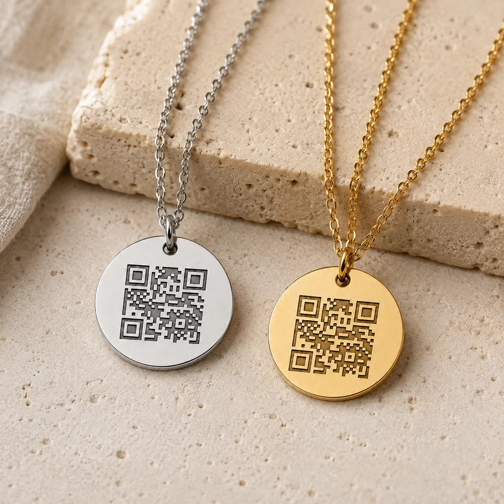 Personalised QR Medical ID Necklace - Scannable Emergency Information Pendant — view 4