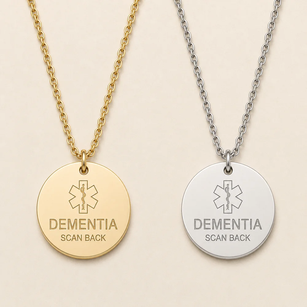 Personalised Dementia Medical ID Necklace with QR Emergency Information Page — view 11