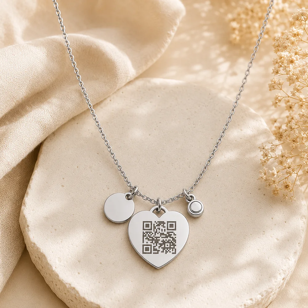 Personalised Heart Necklace with Engraved Age Charm Gift — view 5