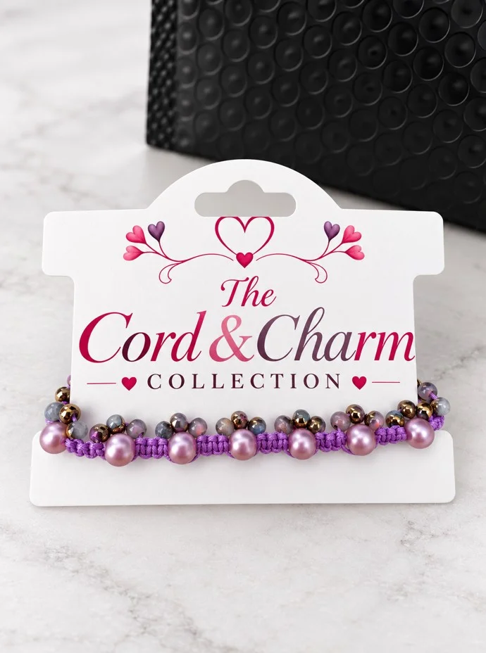 Cord & Charm Personalised Pearl Bead Cord Bracelet — view 9