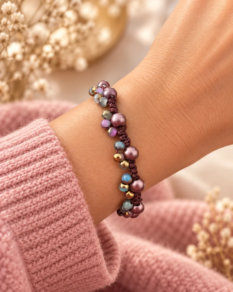 Cord & Charm Personalised Pearl Bead Cord Bracelet — view 3