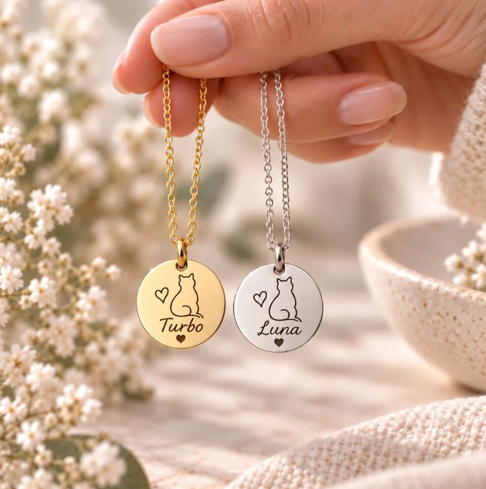 Always by My Side - Cat Necklace — custom engraved jewellery by EdenLily