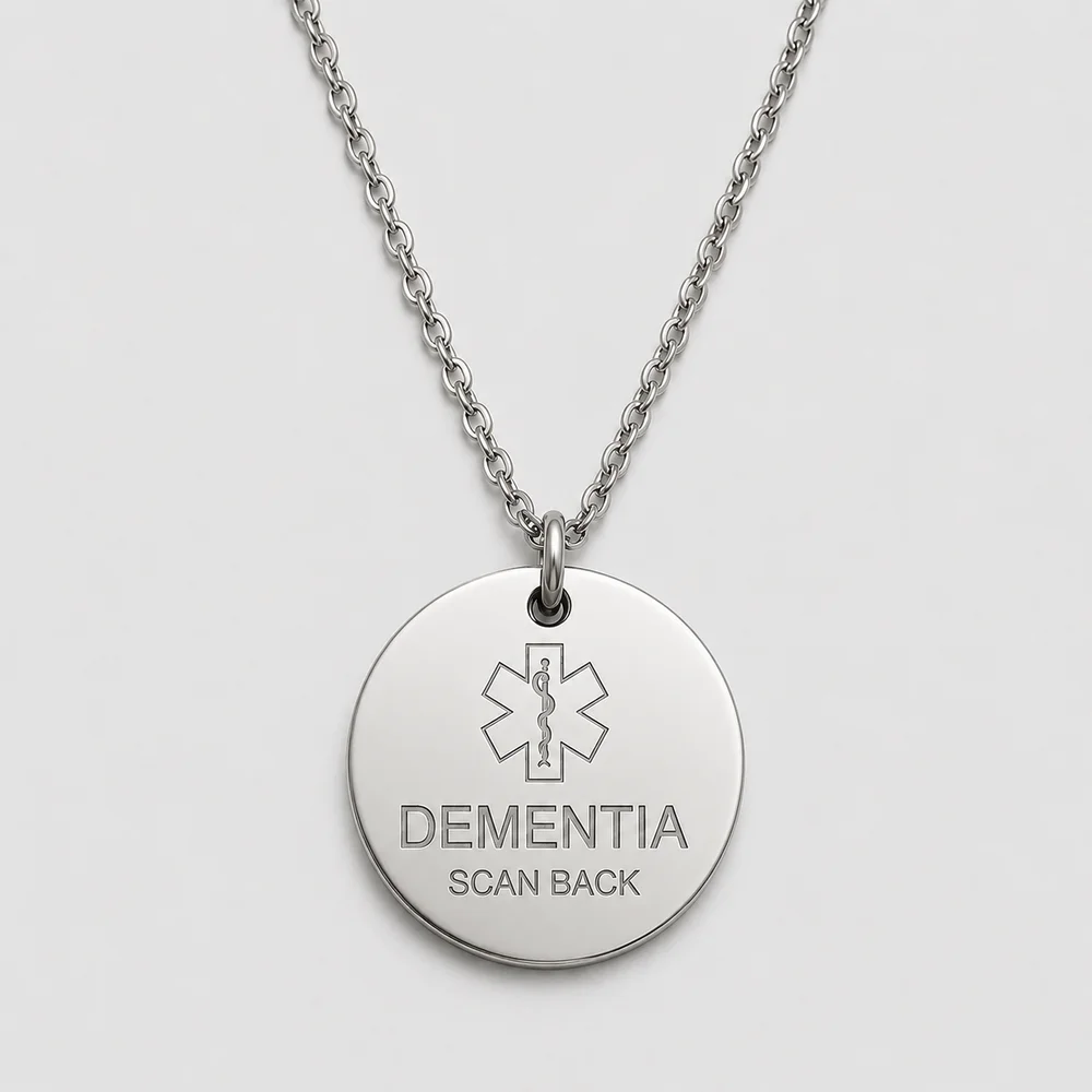 Personalised Dementia Medical ID Necklace with QR Emergency Information Page — view 7