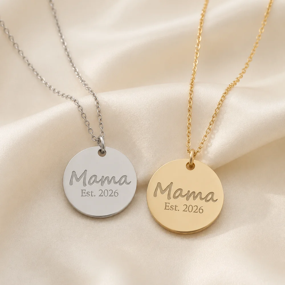 Mama EST. Year Personalised Necklace — custom engraved jewellery by EdenLily