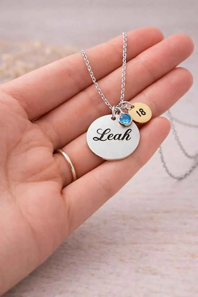Silver Tone Personalised Birthday Necklace — view 4